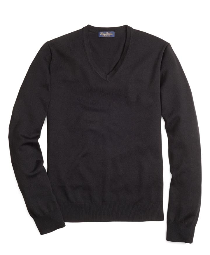 Brooks Brothers Men's Saxxon Wool V-neck Sweater