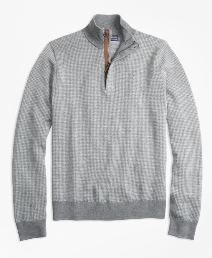 Brooks Brothers Men's Supima Cotton Cashmere Houndstooth Half-zip Sweater