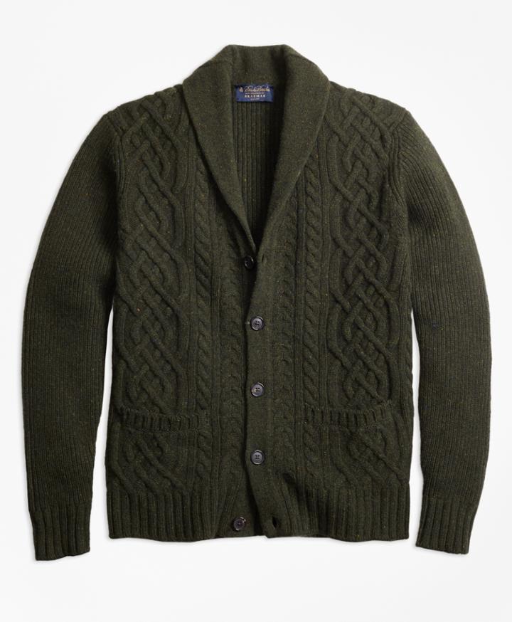 Brooks Brothers Men's Braemar For Brooks Brothers Cable Shawl Collar Cardigan