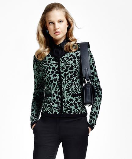 Brooks Brothers Floral Jacquard V-neck Cardigan