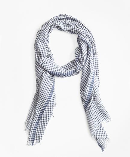 Brooks Brothers Gingham Cotton Gauze Scarf