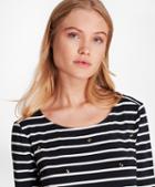 Brooks Brothers Crystal-embellished Striped Three-quarter-sleeve T-shirt
