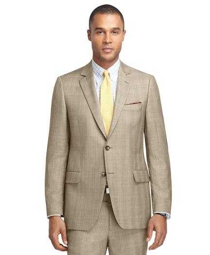 Brooks Brothers Fitzgerald Fit Brown Plaid With Blue And Gold Deco 1818 Suit