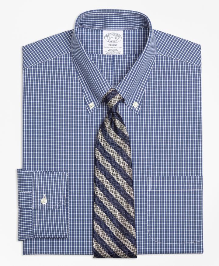 Brooks Brothers Men's Non-iron Slim Fit Ground Check Stretch Dress Shirt