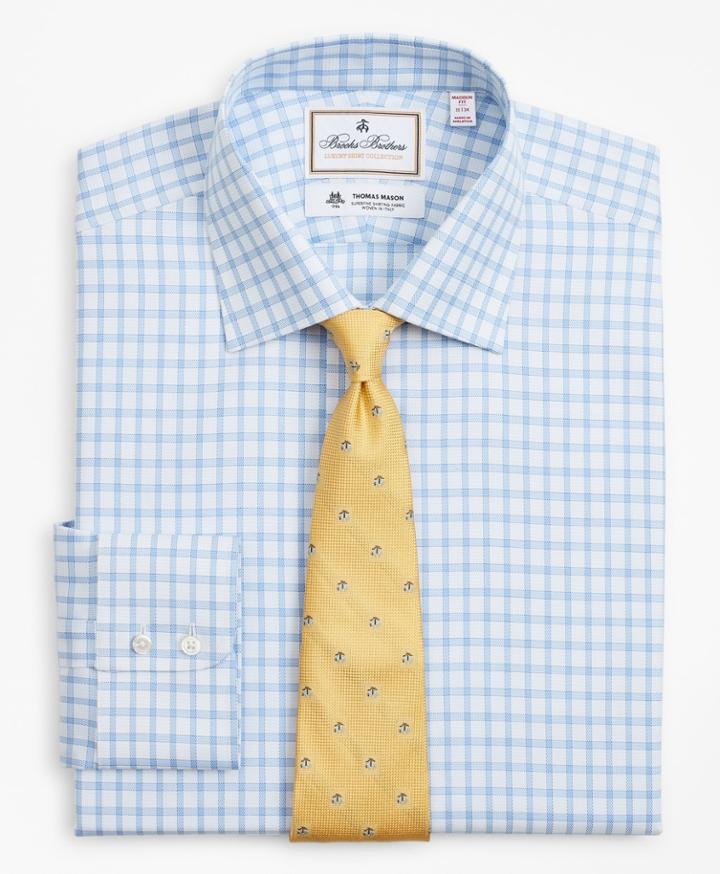 Brooks Brothers Men's Luxury Collection Regular Fit Classic-fit Dress Shirt, Franklin Spread Collar Check