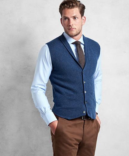 Brooks Brothers Golden Fleece 3-d Knit Cashmere Shawl Collar Sweater Vest