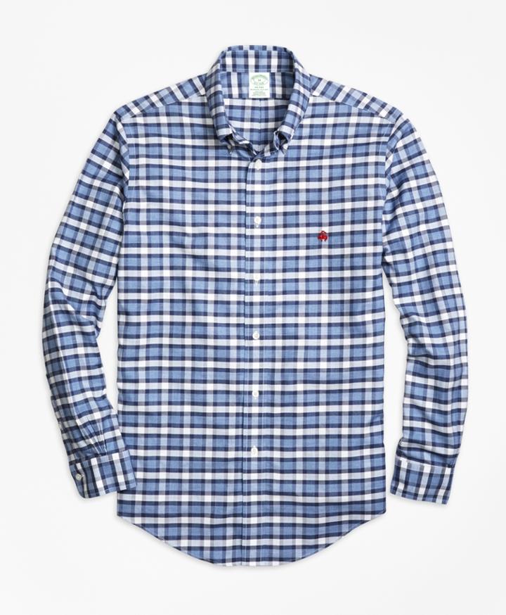 Brooks Brothers Men's Non-iron Milano Fit Heathered Check  Sport Shirt