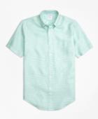 Brooks Brothers Men's Regent Fit Gingham Irish Linen Short-sleeve Sport Shirt