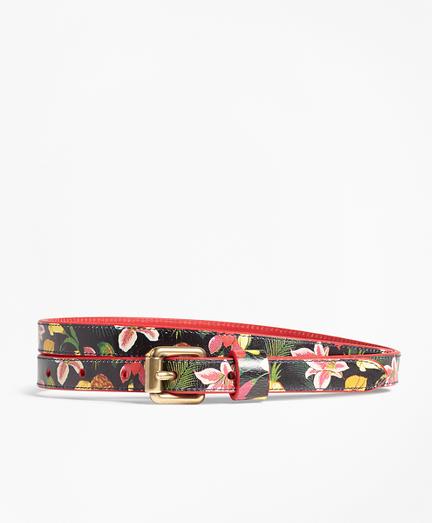 Brooks Brothers Tropical-print Skinny Leather Belt