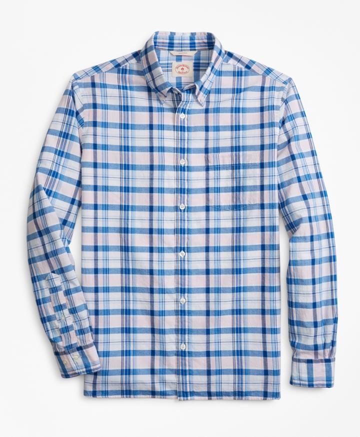 Brooks Brothers Men's Plaid Madras Sport Shirt