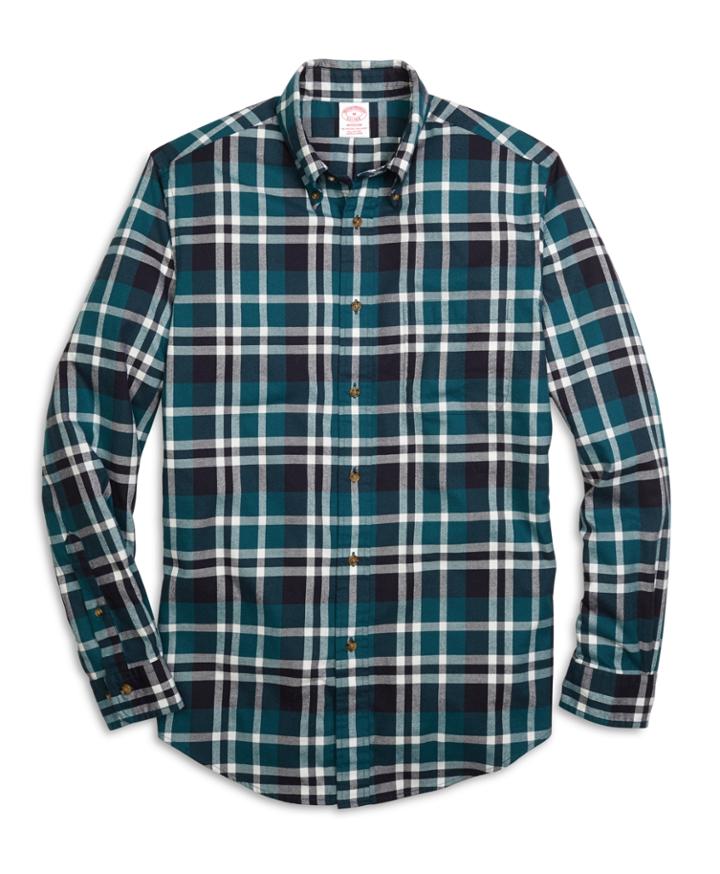 Brooks Brothers Men's Madison Fit Flannel Grid Plaid Sport Shirt
