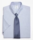 Brooks Brothers Men's Slim Fitted Dress Shirt, Non-iron Tonal Framed Stripe Short-sleeve