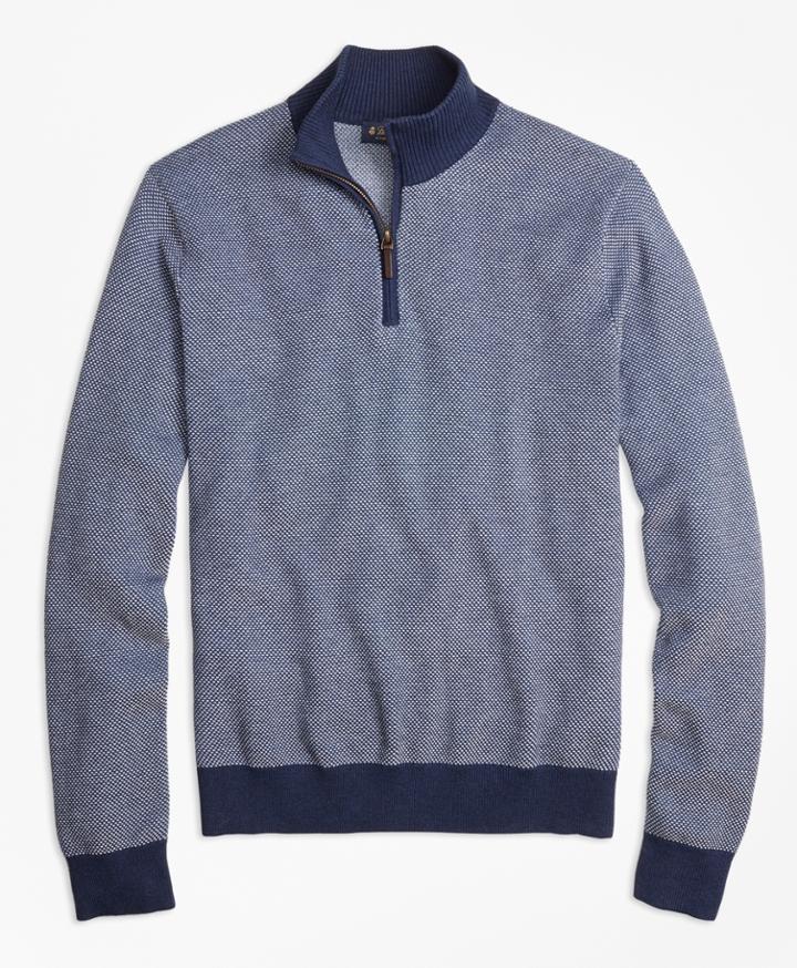 Brooks Brothers Men's Supima Cotton-cashmere Textured Half-zip Sweater