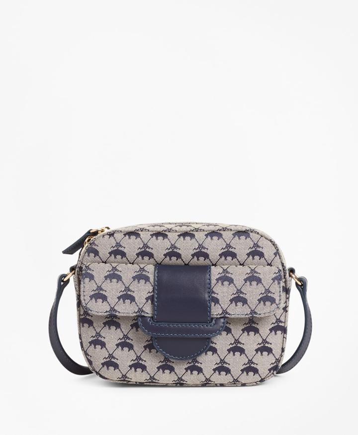 Brooks Brothers Women's Leather-trimmed Logo Jacquard  Crossbody Bag