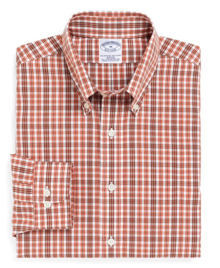 Brooks Brothers Men's Non-iron Slim Fit Tonal Double Tattersall Sport Shirt