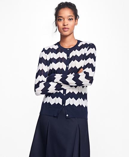 Brooks Brothers Chevron Merino Wool Pointelle Cardigan