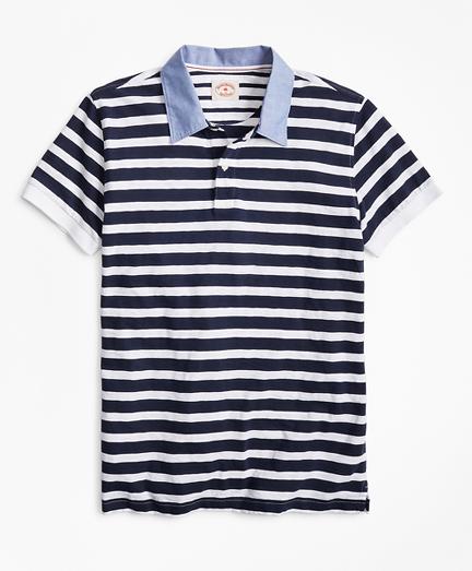 Brooks Brothers Striped Slub Cotton Jersey Polo Shirt