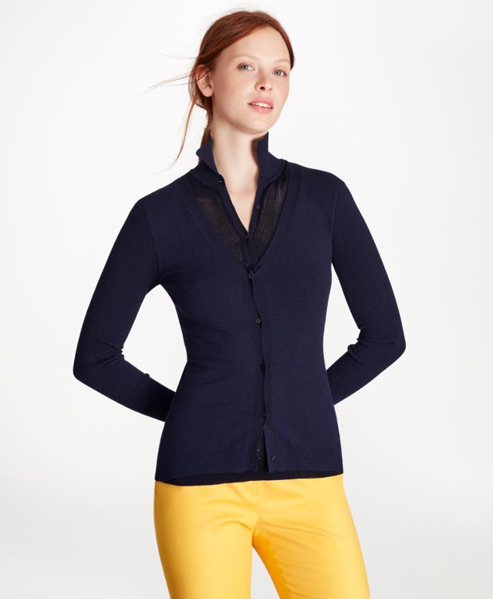 Brooks Brothers Women's Cotton-blend Pointelle Two-in-one Sweater