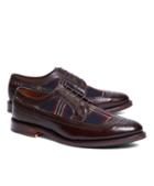 Brooks Brothers Leather And Wool Brogues With Signature Tartan