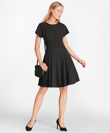 Brooks Brothers Flocked Polka Dot Twill A-line Dress