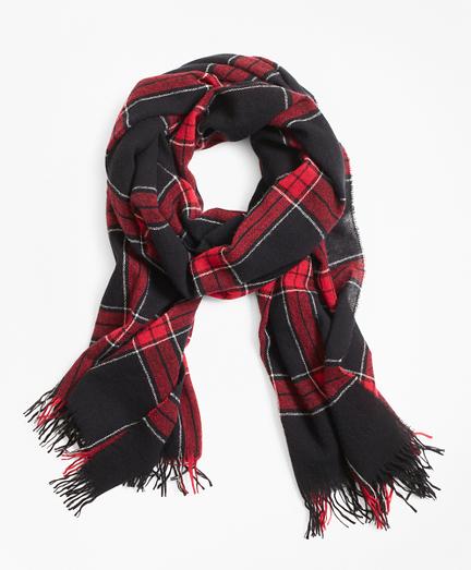 Brooks Brothers Red Windowpane Wool Scarf