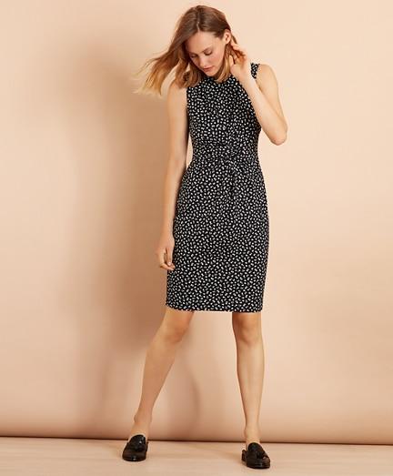 Brooks Brothers Floral-print Ruched Knot Jersey Sheath Dress