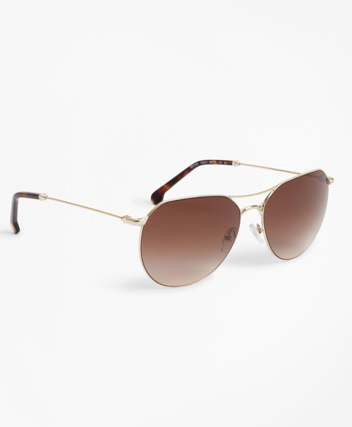 Brooks Brothers Men's Light-gold Navigator Sunglasses