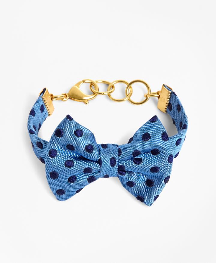 Brooks Brothers Women's Kiel James Patrick Blue And Navy Polka Dot Bow Tie Bracelet
