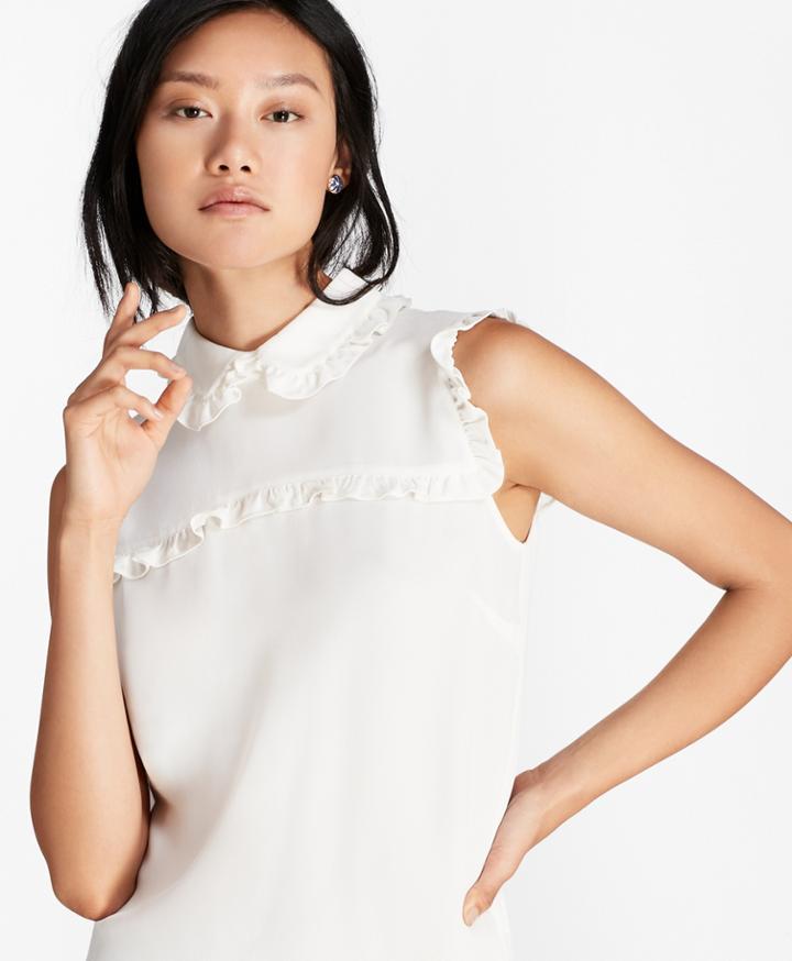 Brooks Brothers Women's Ruffle-trimmed Crepe Blouse