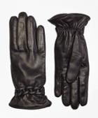 Brooks Brothers Leather Gloves With Chain Detail