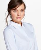 Brooks Brothers Women's Petite Non-iron Contrast-collar Cotton Twill Fitted Shirt