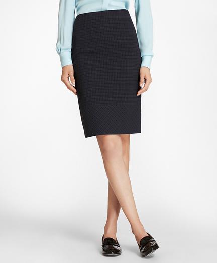 Brooks Brothers Plaid Stretch Cotton Jacquard Pencil Skirt