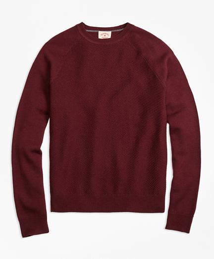 Brooks Brothers Merino Wool Diagonal Texture Raglan Crewneck Sweater