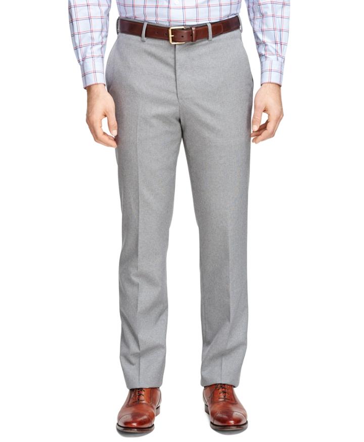 Brooks Brothers Men's Regent Fit Own Make Grey Dress Trousers