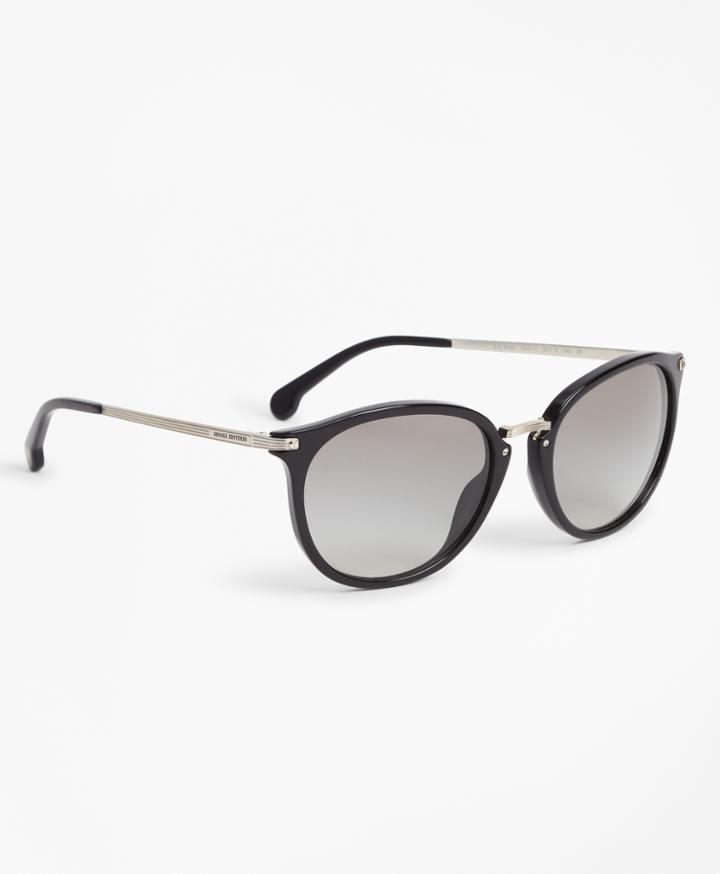 Brooks Brothers Men's Black Classic Round Sunglasses