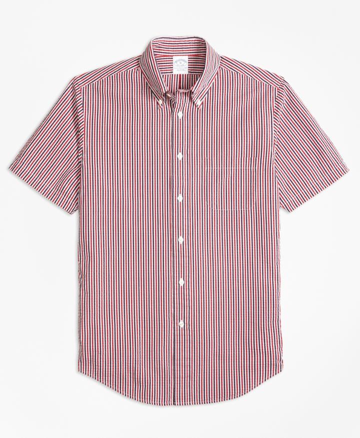 Brooks Brothers Men's Regent Fit Check Seersucker Short-sleeve Sport Shirt