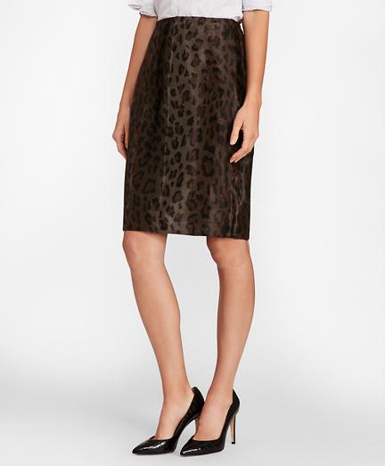 Brooks Brothers Leopard-print Velvet Pencil Skirt