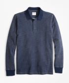 Brooks Brothers Men's Indigo Herringbone Long-sleeve Polo Shirt