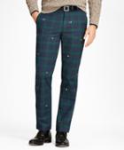 Brooks Brothers Clark Fit Black Watch Antler Embroidered Pants