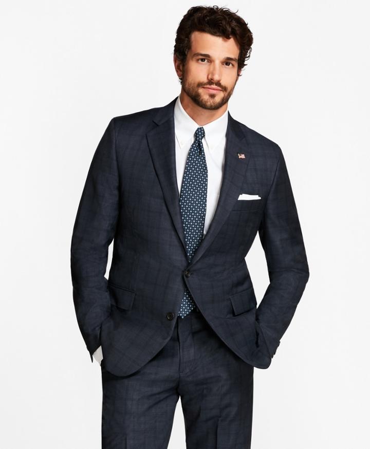 Brooks Brothers Men's Golden Fleece Regent Fit  Windowpane Suit