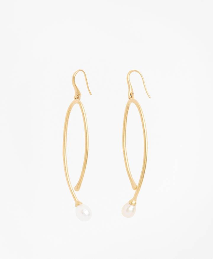 Brooks Brothers Women's Freshwater Pearl Gold-plated Long Drop Earrings