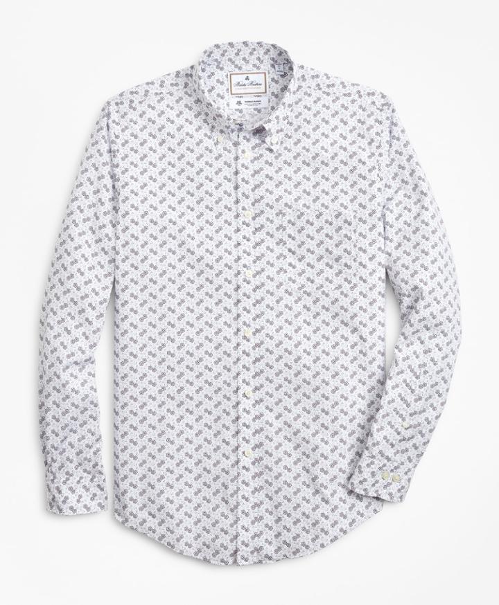 Brooks Brothers Men's Luxury Collection Regent Fitted Sport Shirt, Button-down Collar Floating Flower Print