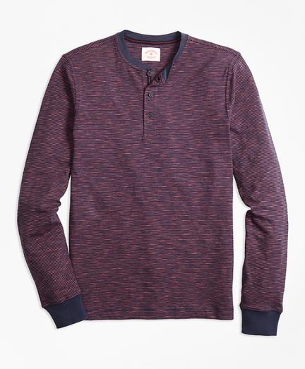 Brooks Brothers Stripe Slub Cotton Jersey Henley