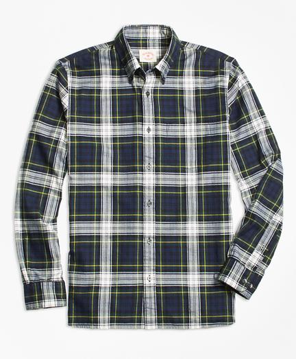 Brooks Brothers Blue Tartan Flannel Sport Shirt