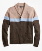 Brooks Brothers Men's Merino Wool Color-block Shawl Collar Cardigan