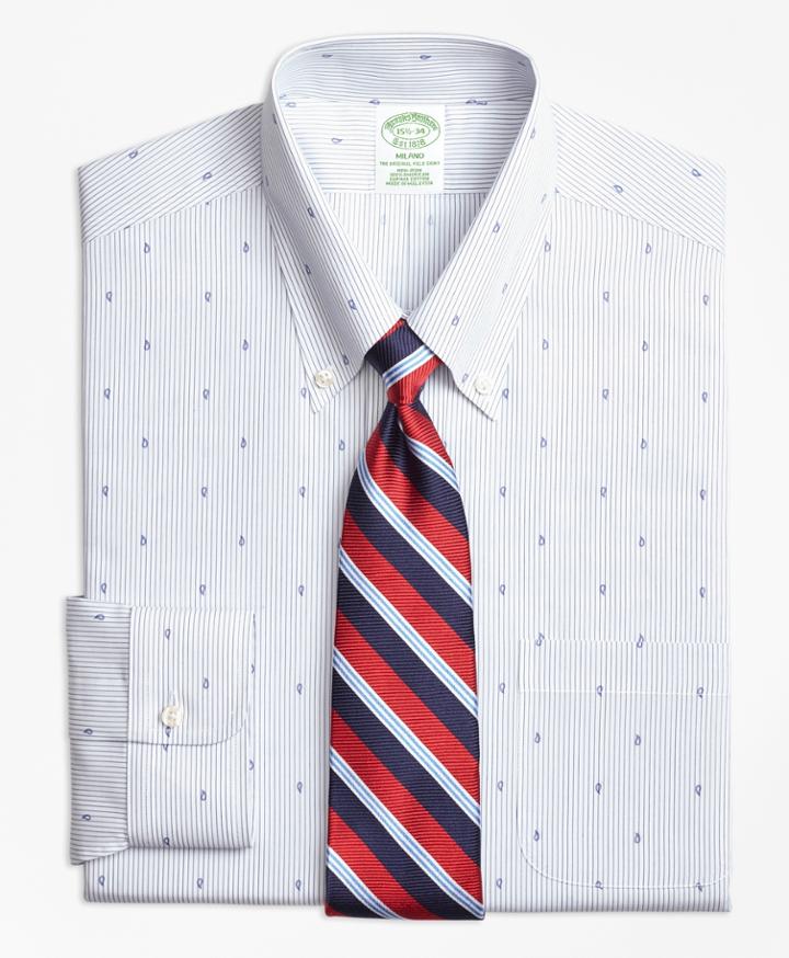 Brooks Brothers Men's Non-iron Extra Slim Fit Stripe Pine Dress Shirt