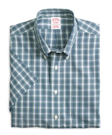 Brooks Brothers Non-iron Regular Fit Check Short-sleeve Sport Shirt
