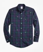 Brooks Brothers Men's Regent Fit Black Watch With Antler Embroidered Sport Shirt