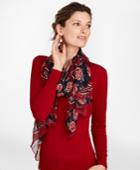 Brooks Brothers Women's Rose-print Silk Chiffon Oblong Scarf