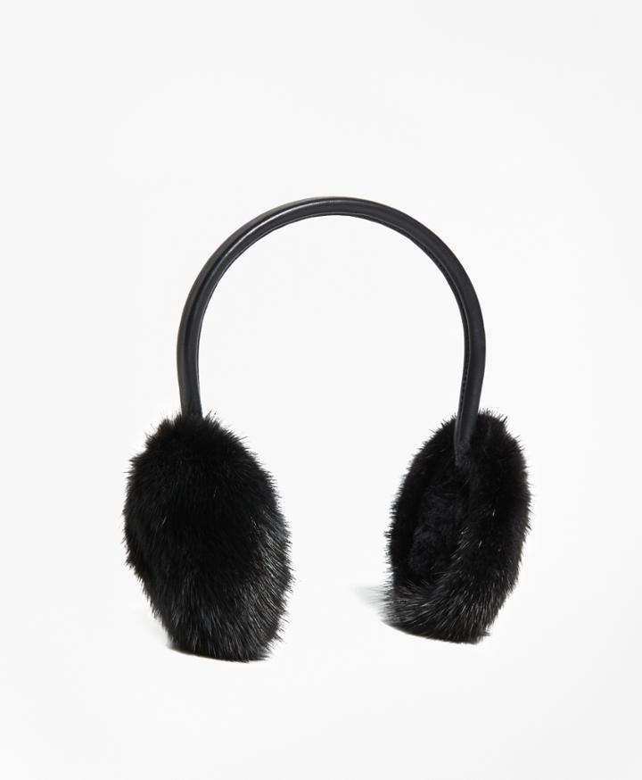 Brooks Brothers Women's Leather Banded Mink Earmuffs